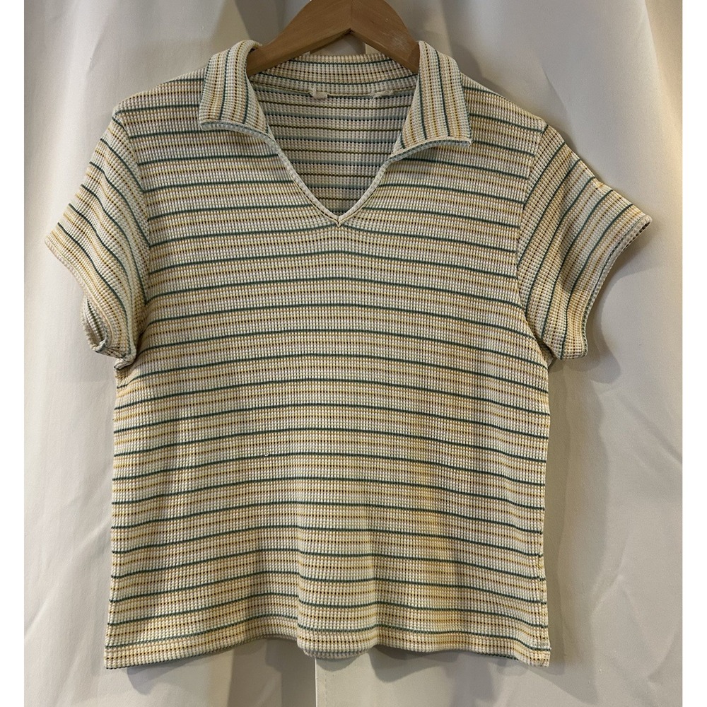 Cropped Striped Collared Preppy Top
